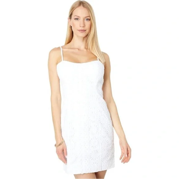 Lilly Pulitzer Shelli Dress Resort White Large Petal Eyelet